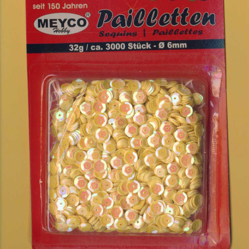 203-15 Pailletten gewölbt 6mm gelb irisierend 32g