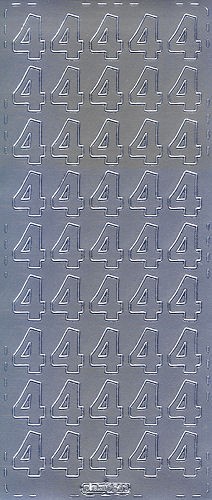 pu541s Sticker Ziffer 4 20mm silber