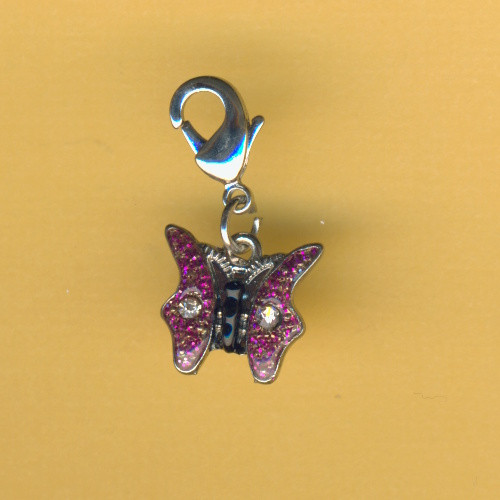 2261000 Metall Anhänger Schmetterling 13mm silber pink