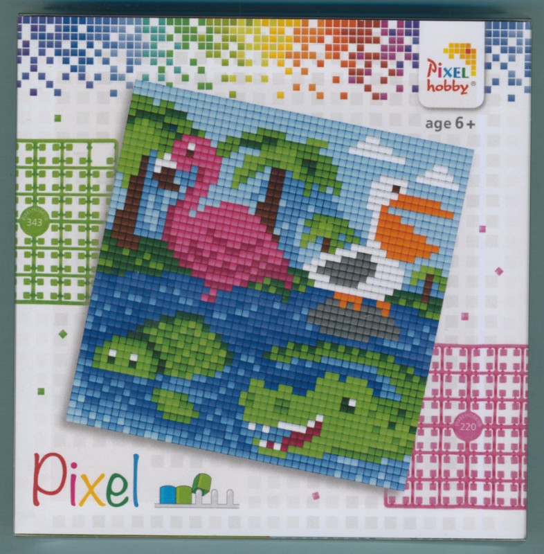 px44003 Pixelhobby Set 4 kleine Basisplatten Tiere am Wasser