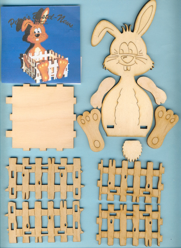 hsb4016sb Holz Deko Bastelset Hase mit Körbchen 16cm