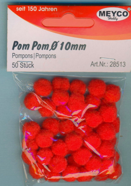 28513 Pom Pom 10mm rot 50 Stück