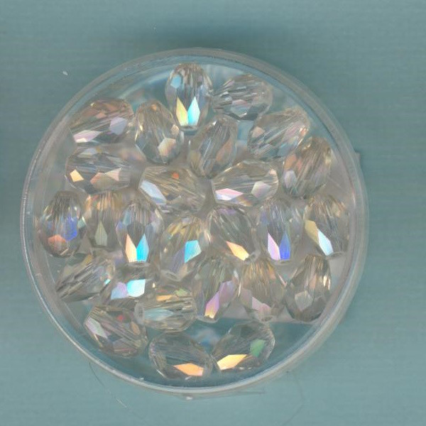 d015184501 Glasschliffperlen Tropfen 5x7mm kristall AB 25 Stück