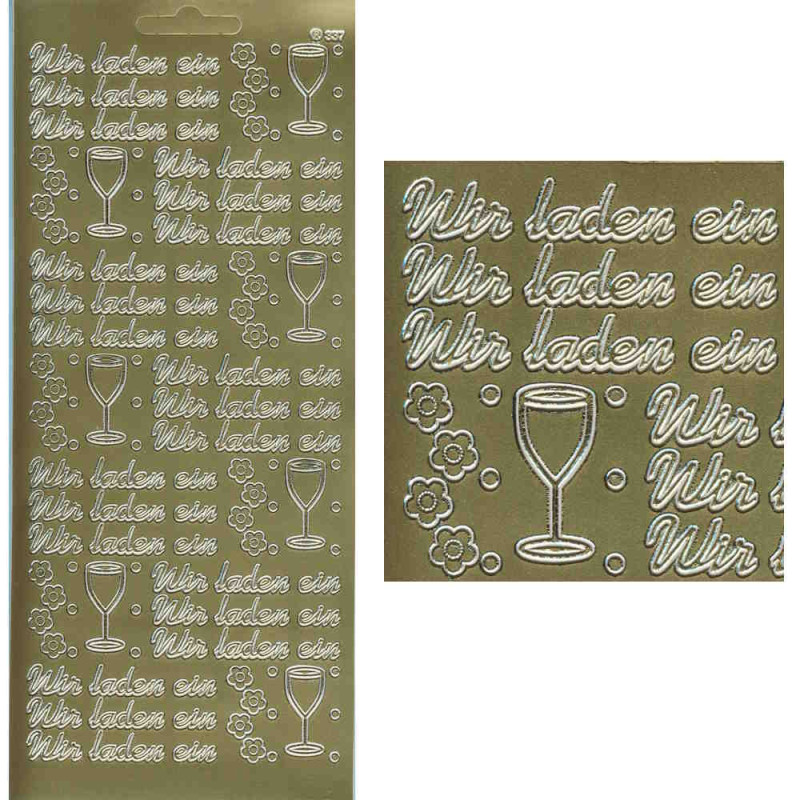 337g Sticker Wir laden ein gold