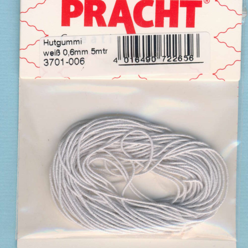 3701-006 Hutgummi 0,6mm weiß 5m