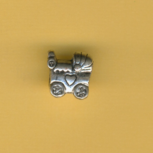 70901848 Metall Großlochperle Kinderwagen 13mm silber