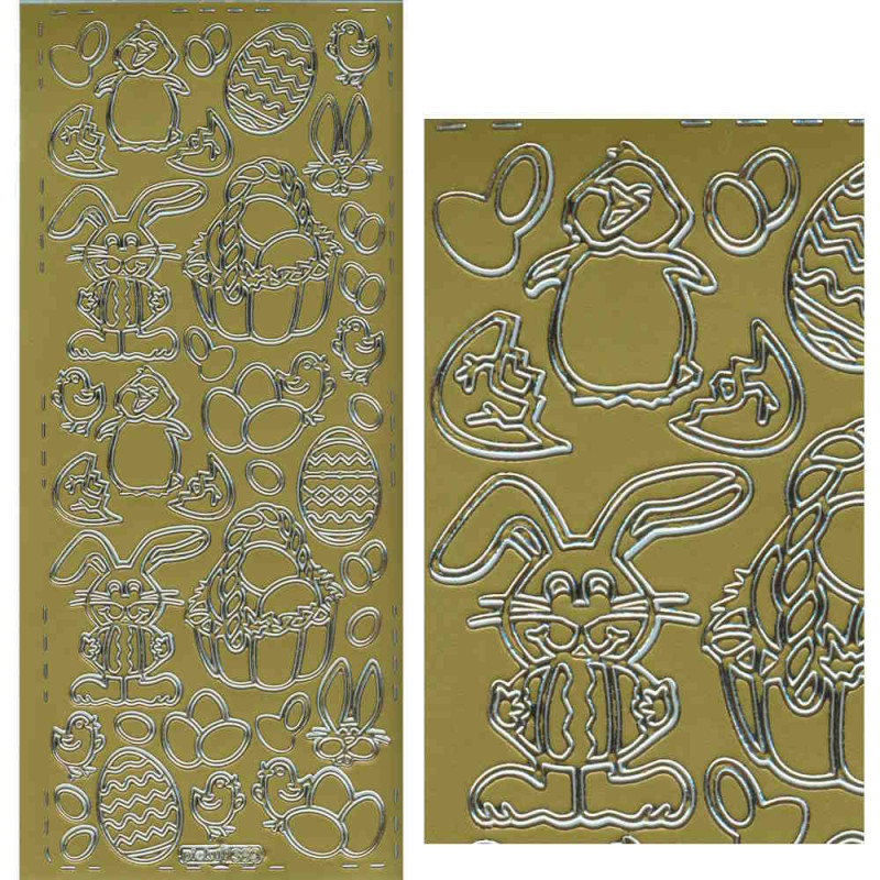pu389g Sticker Ostern 3 gold