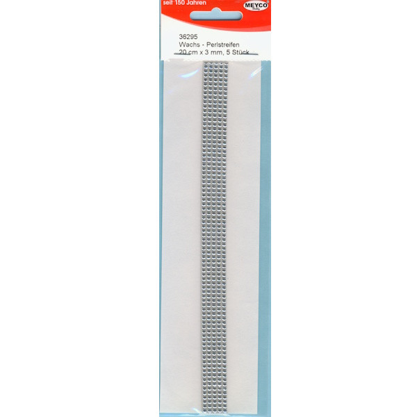 36295 Kerzenwachs Perlstreifen 200x3mm silber 5 Stück