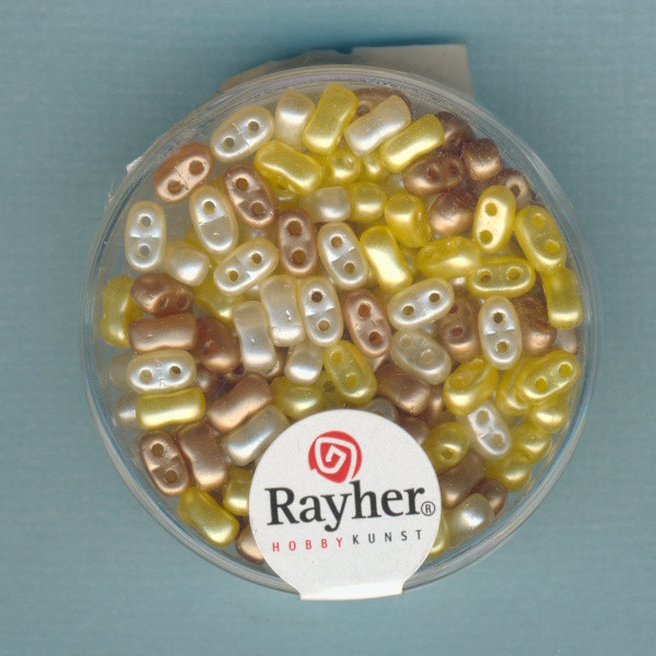 14593000 Doppelloch Rocailles verwachst gelb Mix 3x5mm 12g