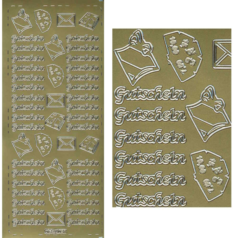 pu037g Sticker Gutschein 2 gold