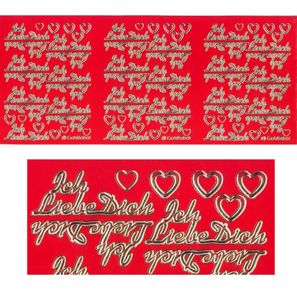 8234r Sticker Ich Liebe Dich rot gold