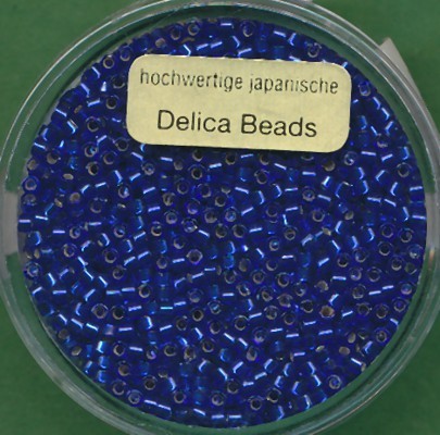 9663274 Delica Beads 2mm dunkelblau Silbereinzug 9g in Dose