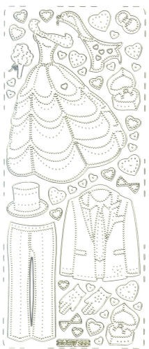 pu366g Sticker Hochzeit 4 gold transparent