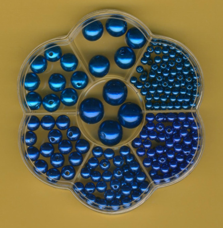 3405008 Wachsperlen Set 4mm bis 14mm blau 28g