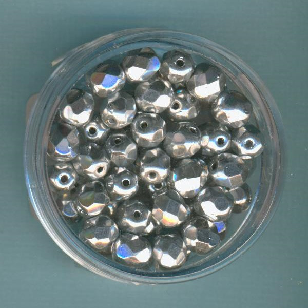 60327000 Glasschliffperlen 6mm silber 50 Stück