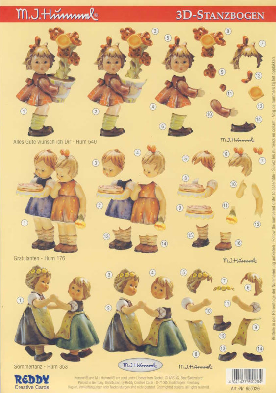 950026 3D Stanzbogen A4 M I Hummel Alles Gute