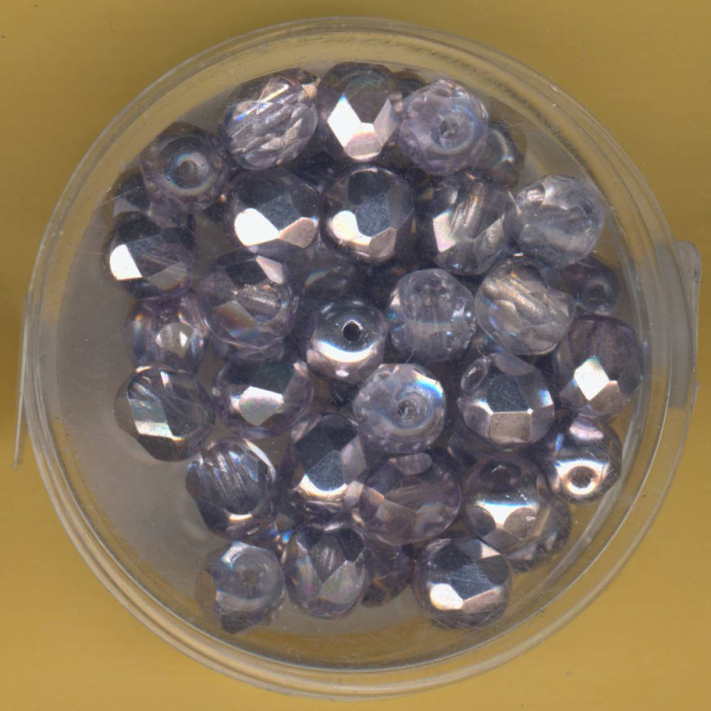 0730-06695 Glasschliffperlen 6mm halbbedampft tanzanite 50 Stück