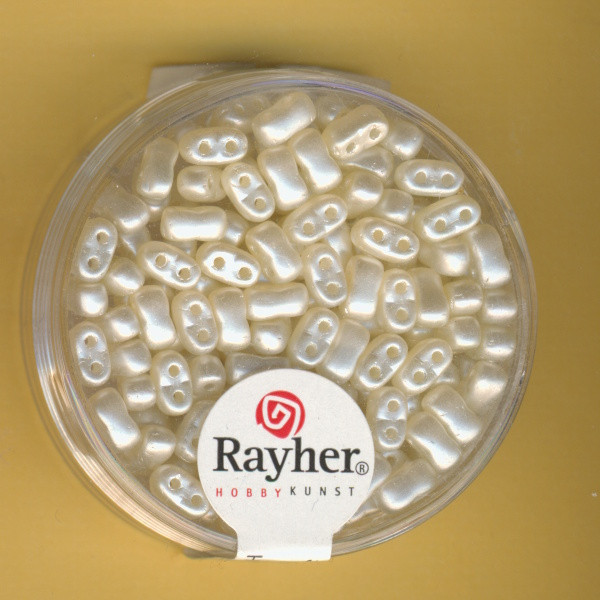 14591104 Doppelloch Rocailles verwachst creme 3x5mm 12g