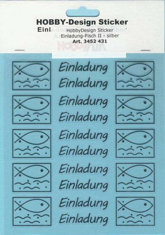 3452431 Hobby Design Sticker Einladung Fisch II silber