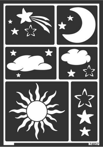 Window Style Designschablone Sonne, Mond, Sterne