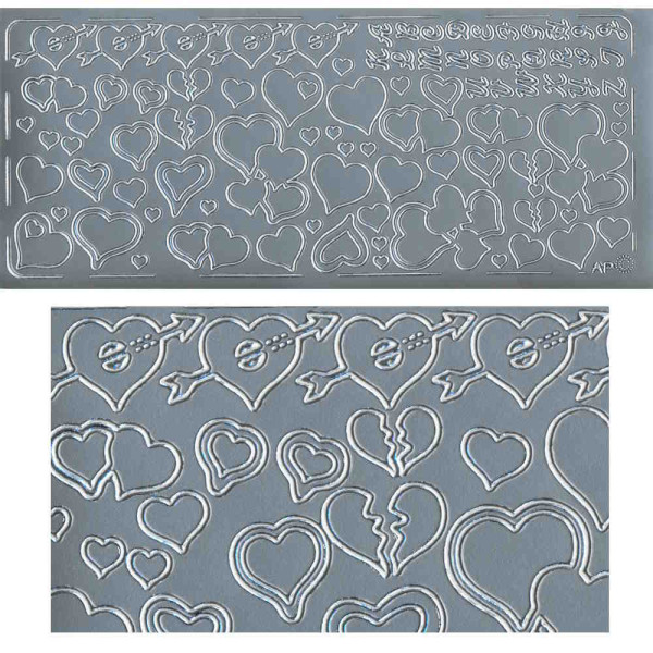 pu033s Sticker Herzen 13 silber