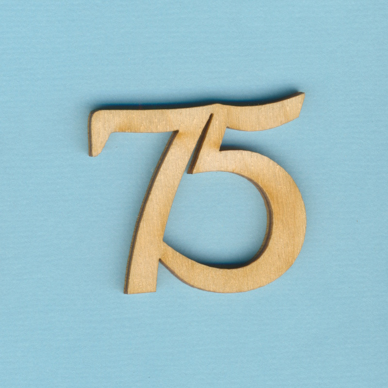 gez33075 Holz Jubiläumszahl 75 33mm