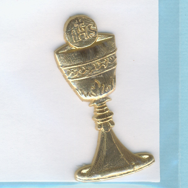 7034931 Wachsdekor Kelch mit Hostie gold 45mm