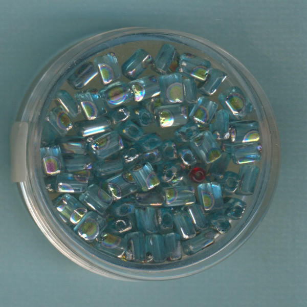 967005184 Glasperlen Rechteck 5mm aqua AB 7g