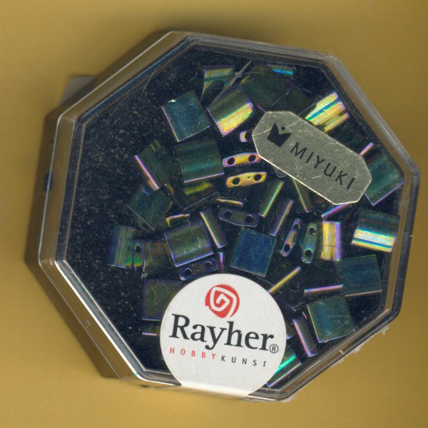 14737429 Miyuki Tila Perlen 5x5mm metallic grün AB 5g