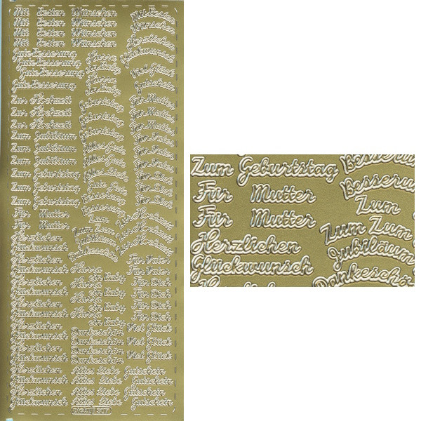 pu307g Sticker Glückwünsche gold