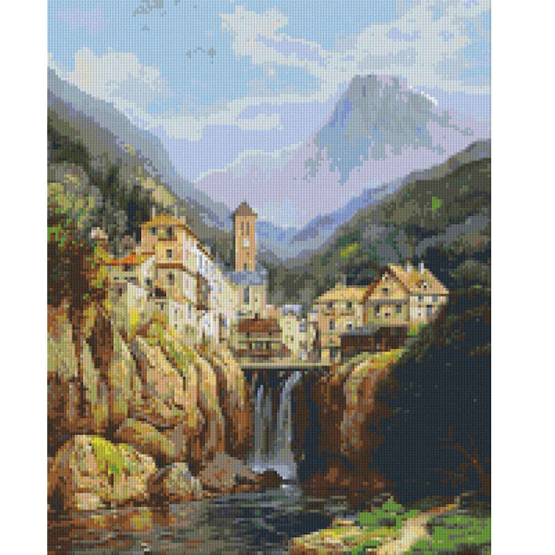 816009 Pixelhobby Klassik Set Bergdorf mit Wasserfall