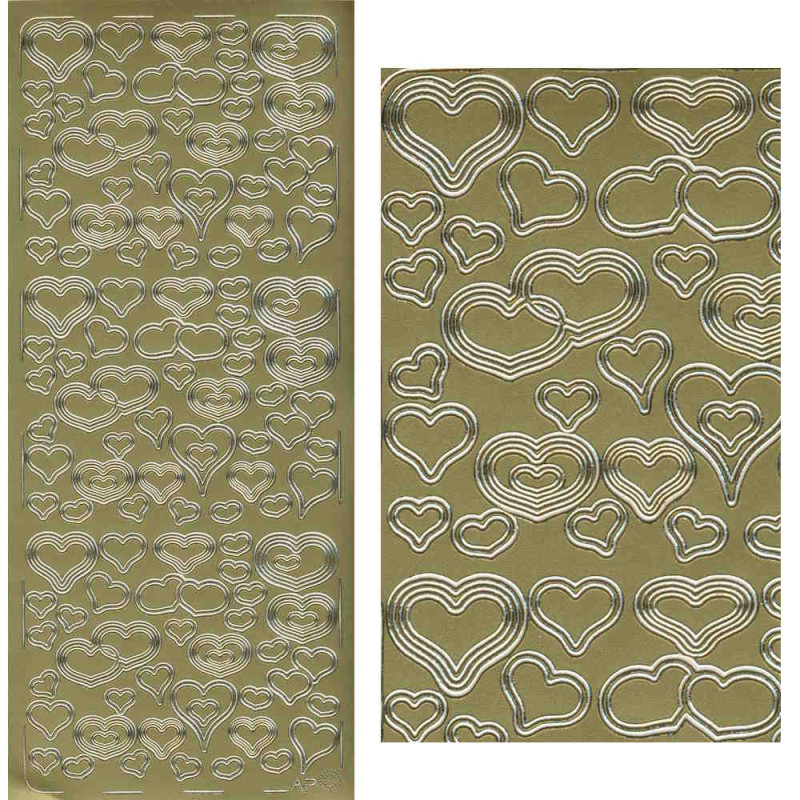 pu138g Sticker Herzen 12 gold