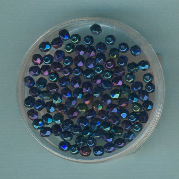 3021435 Glasschliffperlen 3mm blau irisierend 100 Stück
