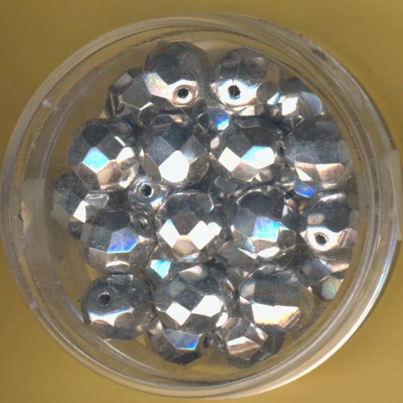 0730-08265 Glasschliffperlen 8mm bedampft silberfarben 25 Stück
