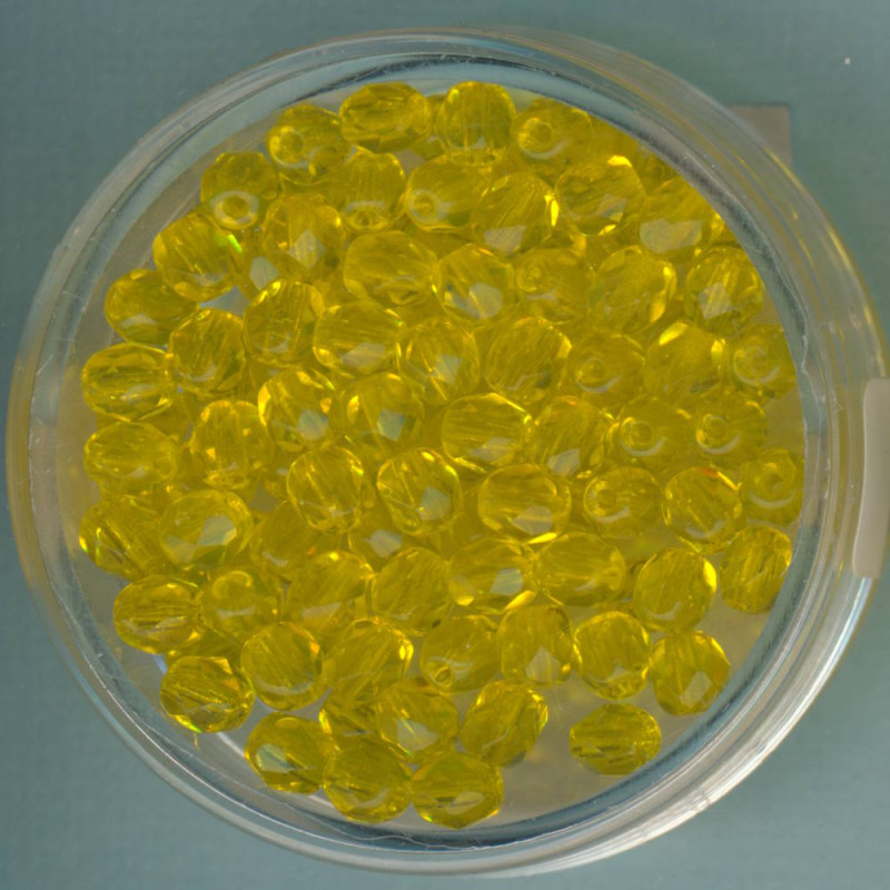 0730-04085 Glasschliffperlen 4mm transparent gelb 100 Stück