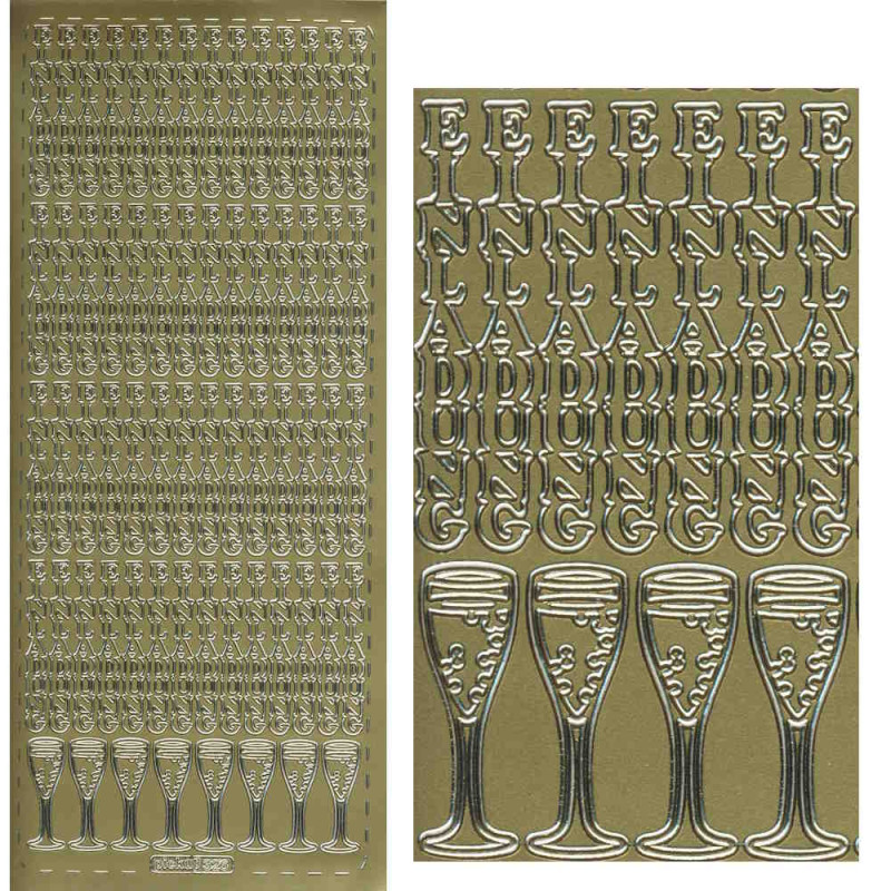 pu326g Sticker Einladung 7 gold
