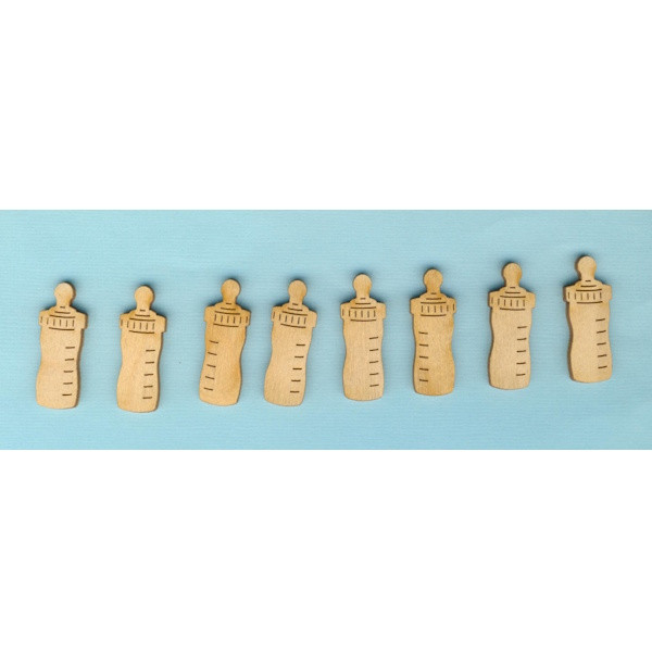 bfh38d03 Holz Deko Babyflasche 30mm 8 Stück