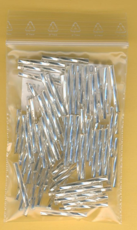 1021891 Glasperlen Stifte 20mm silber gedreht 15g