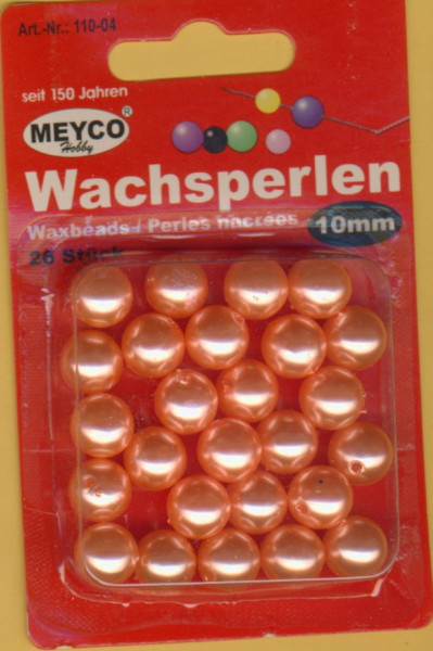 11004 Wachsperlen 10mm lachs 26 Stück