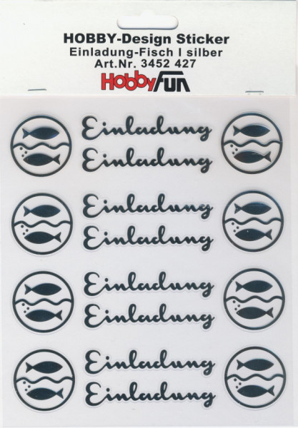 3452427 Hobby Design Sticker Einladung Fisch I silber
