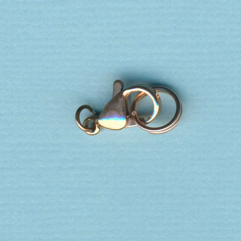 g240014 304 Edelstahl Karabiner mit Spaltring 12mm rosegold