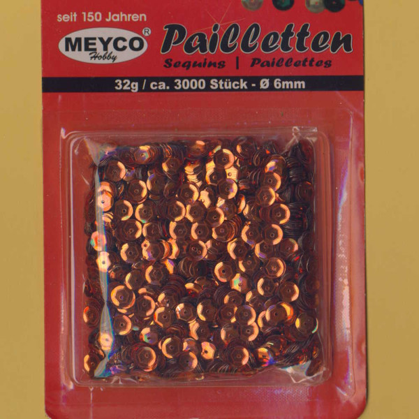 203-12 Pailletten gewölbt 6mm orange metallic 32g