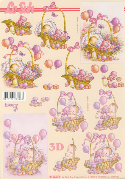 4169.973 3D Motivbogen A4 Baby Mädchen