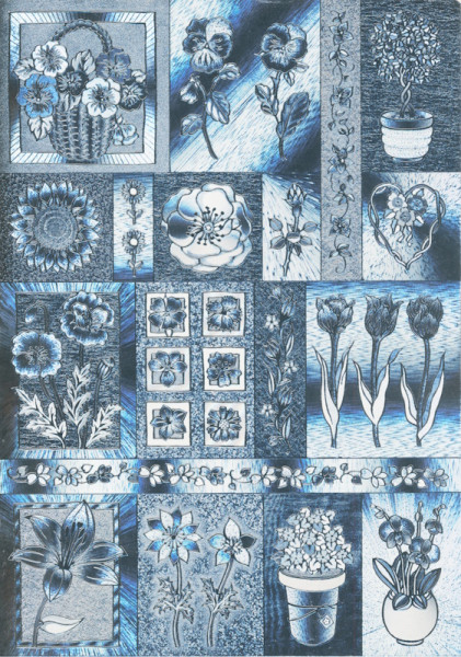 8006224 Fotokarton A4 300g Metallgravur Blumen