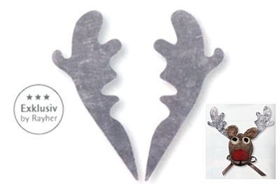 56360606 Metall Geweihe silber 9,5cm 2 Paar