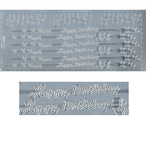 pu257s Sticker Happy Birthday silber
