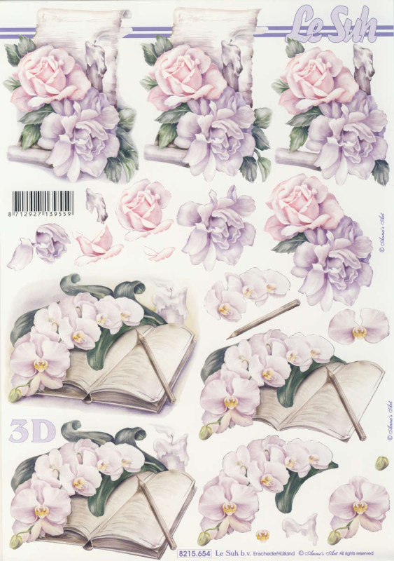 8215.654 3D Motivbogen A4 Blumen Kondolenz II