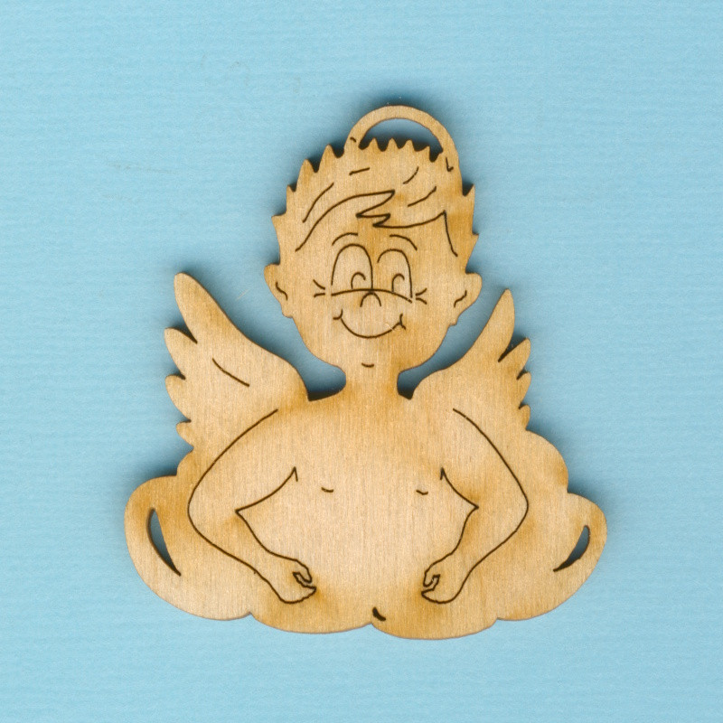 enh4005 Holz Deko Engel männlich auf Wolke 5cm