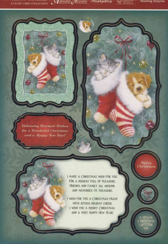 111020 Karten Bastelset Hund und Katze weihnachtlich