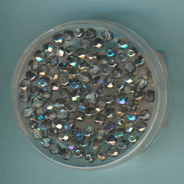 33098537 Glasschliffperlen 3mm kristall graphit rainbow 100 Stück